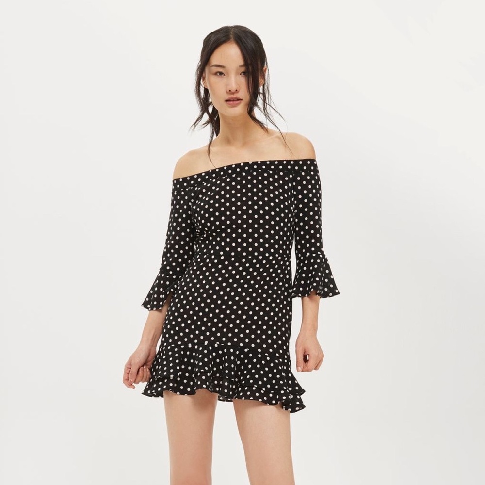 Top shop Bardot polka dot dress